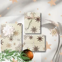 Ivory Gold Star pattern Wrapping Paper Sheets