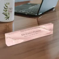 Elegant Rose Gold Agate Geode Professional Desk Name Plate