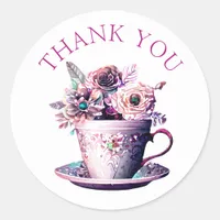 Pretty Shabby Chic Victorian Thank You Classic Round Sticker