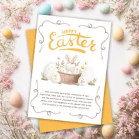 Cute Pastel Bunny Floral Eggs Happy Easter Holiday Card