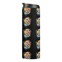 Cute colourful funny Dog portrait in sun glasses  Thermal Tumbler