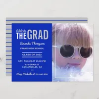 Royal Blue and Silver Graduation Party Invitation