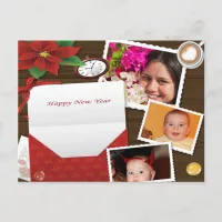 Happy New Year's with Holly Add Photos Postcard