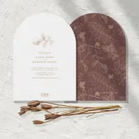 Golden Leaf Wedding Gold/Burgundy Arch ID655 Invitation