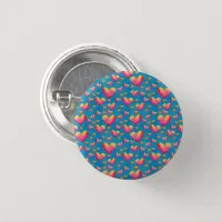 Multicolored Watercolor Hearts Button