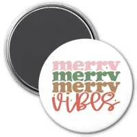 Merry Vibes Retro Groovy Christmas Holidays Magnet