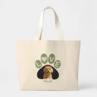 Personalized Beloved Fur Baby Paw Large Tote Bag