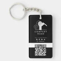 Simple Real Estate Company Black and White Qr code Keychain