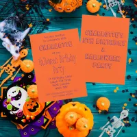 Halloween Birthday Orange And Purple Party Invitation