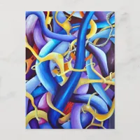 Contemporary Blue Abstract - Depth Illusion Postcard