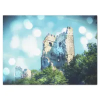 Sparkling Blue Fairytale Castle Ruin Tissue Paper