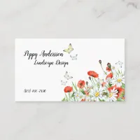 Poppies, Wildflowers, Butterflies Business Card