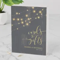 Modern String Lights Cards & Gifts Gold ID585 Wooden Box Sign