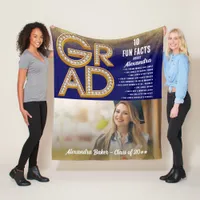 Graduation Fun Facts Grad Glitter Gold Photo Class Fleece Blanket