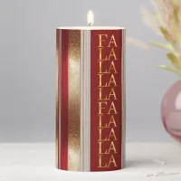 Red Christmas Fa La La Pattern#27 ID1009 Pillar Candle