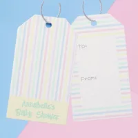 Baby Shower Rainbow Candy Stripes Gift Tags