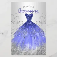 Budget Blue Sparkle Dress Quincea&#241;era  Invitation