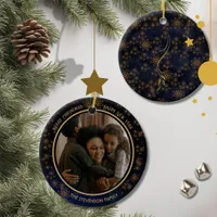 Elegant Navy Blue Christmas Photo Ornament