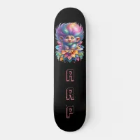 *~* Big Rainbow Hair Troll AP89 Neon Initial  Skateboard