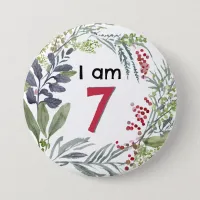 I Am 7 Beautiful Floral Pretty Pin Badge Button