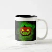 Spooky Evil HalloweenPumpkin Two-Tone Coffee Mug