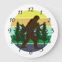 Sasquatch Believer | Vintage Sunset Bigfoot   Large Clock