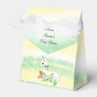 Baby Llama Green and Yellow Baby Shower Favor Boxes