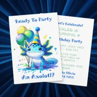 Let's Celebrate Axolotl Boy's Birthday Party Invitation