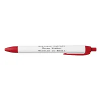 Business Info Customer Appreciation Promotional  Black Ink Pen