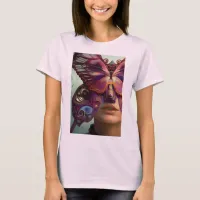 Butterflies are all I see #AIArt Butterfly on Face T-Shirt