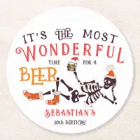 Christmas July Skeleton Summer Ween Beer Birthday Round Paper Coaster