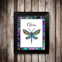 Colorful Stained Glass Dragonfly Wings Poster