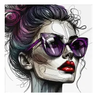 Pretty Woman in Sunglasses and Purple Lipstick Acrylic Print