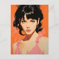 Vintage Woman in Pink Sexy Postcard