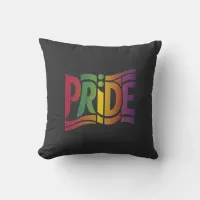 Rainbow Pride Typographic - Bold LGBTQ+ Statement Throw Pillow