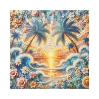 Magical Mosaic Tropical Ocean Sunset Metal Print