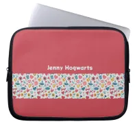 Crayon Pastel Heart & Flowers Laptop Sleeve