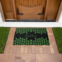 Neon green leaves - fractal art, custom  doormat