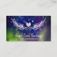 *~*  Crystal Heart Angel Wings Cosmic Abstract Business Card