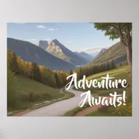 Adventure Awaits Mountain Giclée Art Poster Print