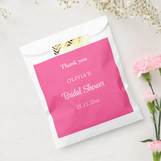 Hot Pink Bridal Shower Favor Bags