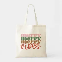 Merry Vibes Retro Groovy Christmas Holidays Tote Bag