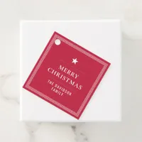 Elegant Red Custom Merry Christmas Greek Meander  Favor Tags