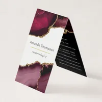 Burgundy and Gold Geode Agate Stone Business Card