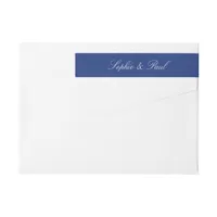 Elegant Dark Blue Wraparound Return Address Label