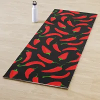 Hot Chilli Pepper Cartoon Black Red Pattern Yoga Mat