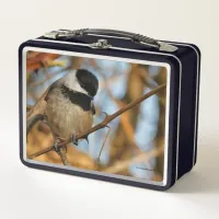 Cute Hopeful Black-Capped Chickadee Songbird Metal Lunch Box