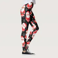 Bold Santa Claus Black Novelty Party Leggings