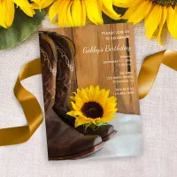 Country Sunflower Western Birthday Barn Party Invitation