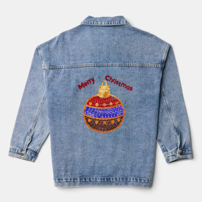Merry Christmas - shining bauble with sequins Denim Jacket